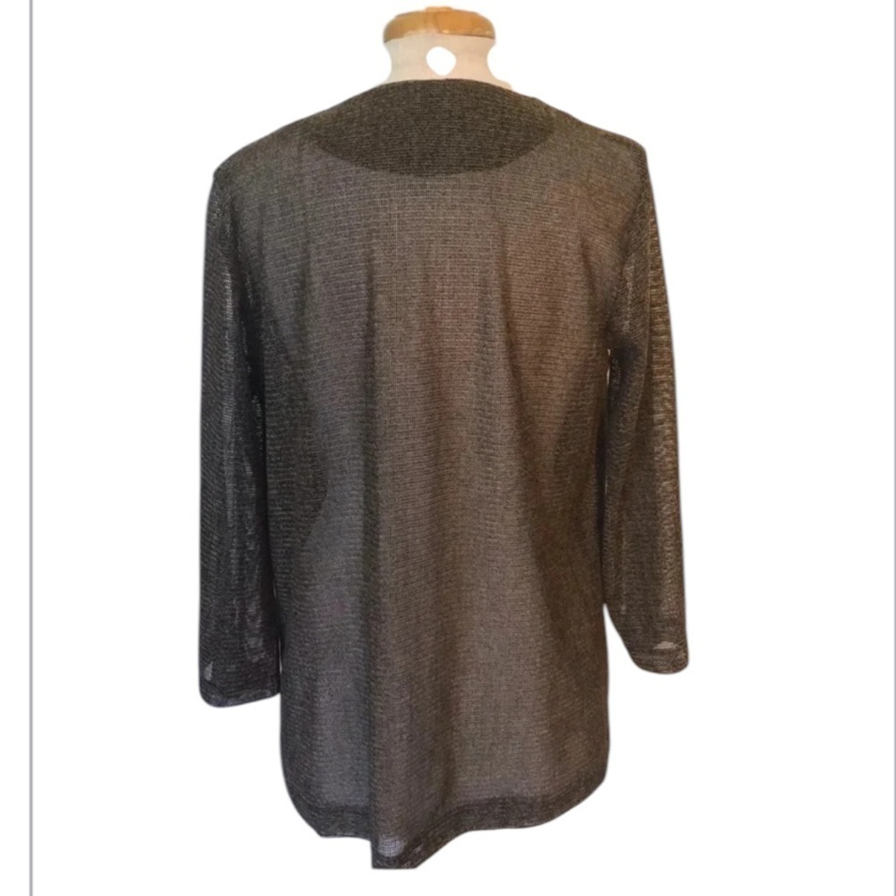 Damee Inc sheer gold black jacket cardigan pockets 3/4 sleeves evening S - Picture 7 of 9